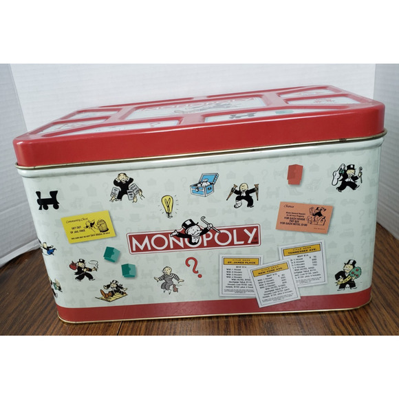 Vintage Hasbro Monopoly Large Popcorn Tin Toy Chest 1998 - Picture 1 of 11